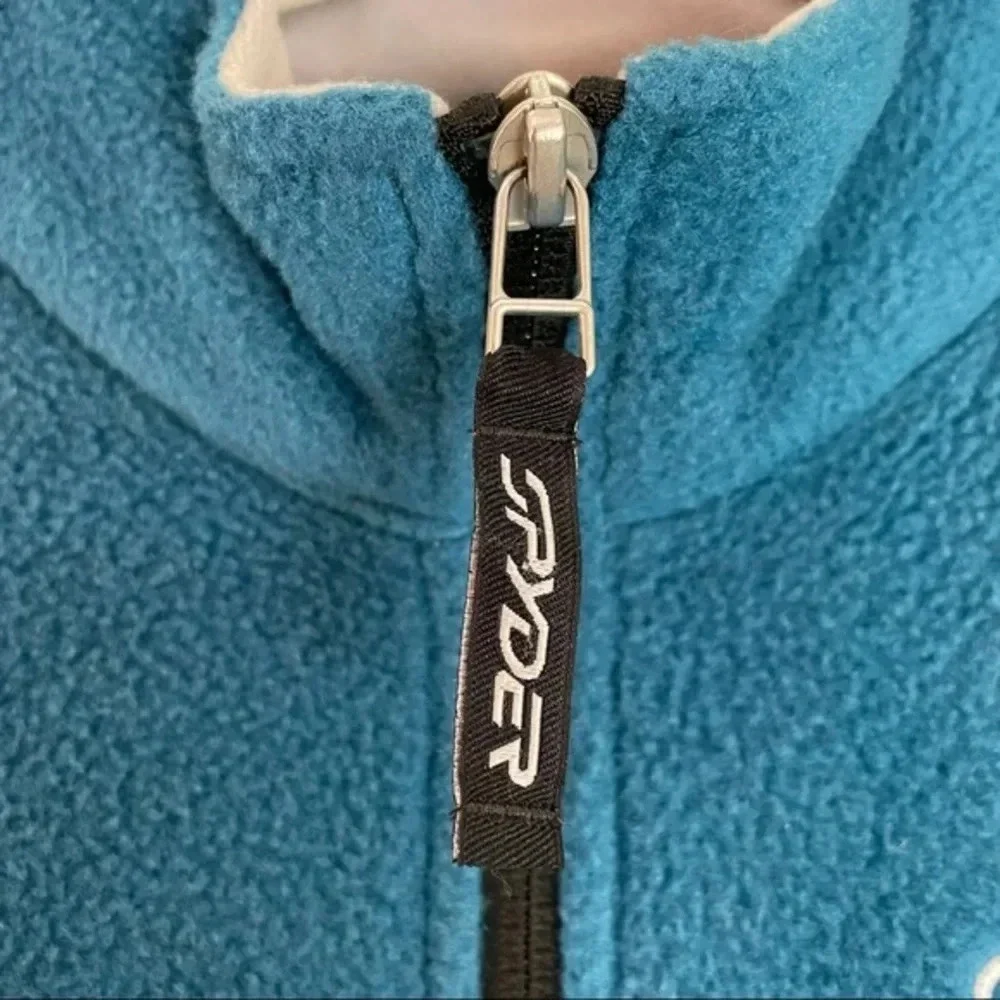 Spyder Teal Light Blue Cozy Fleece Zip-up Ski Snow Winter Jacket X Large